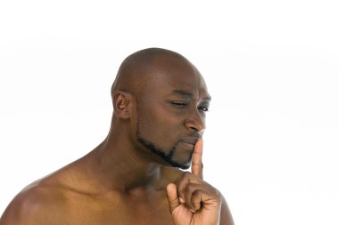 Afrika kökenli Amerikalı adam gösteren sessizlik 