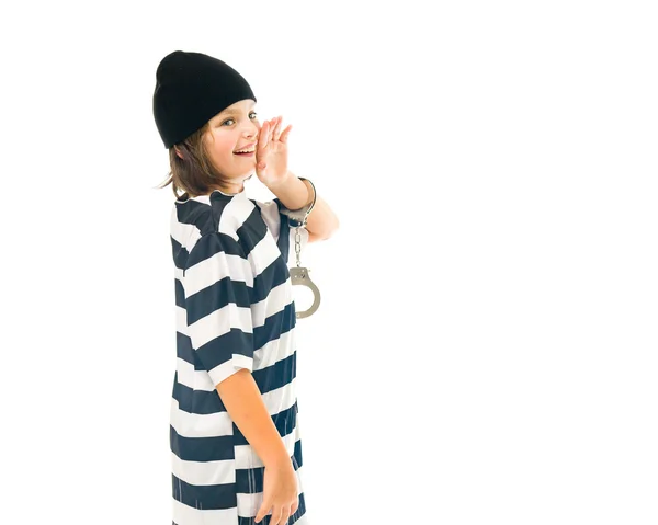 Tiener jongen gevangene praten, spreken — Stockfoto