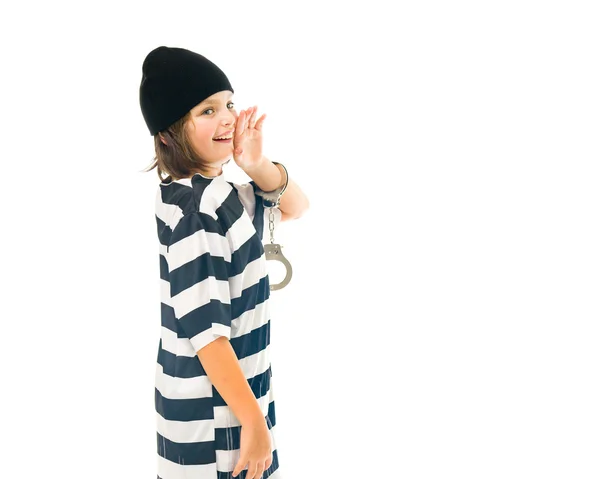 Teenage boy prisoner talking, speaking — Stock Photo, Image