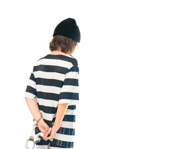 Adolescente chico prisionero espalda vista — Foto de Stock