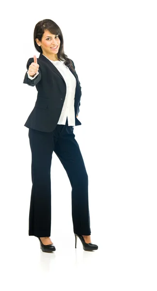 Beautiful businesswoman showing thumbs up — Stock Photo, Image