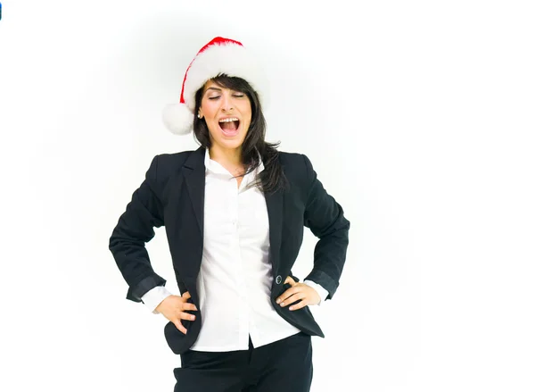 Angry Santa woman screaming — Stock Photo, Image