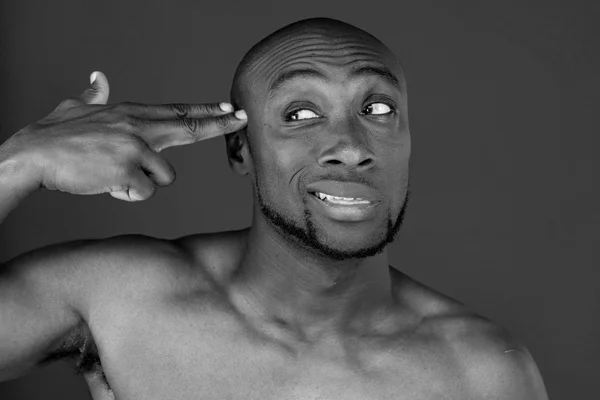 African american man shooting head — Stok Foto