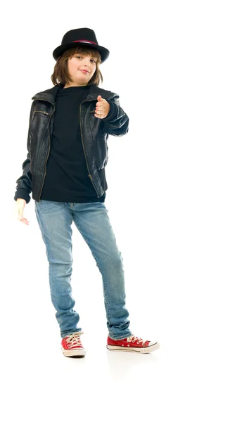 Adolescente rocker chico bienvenida con apretón de manos — Foto de Stock