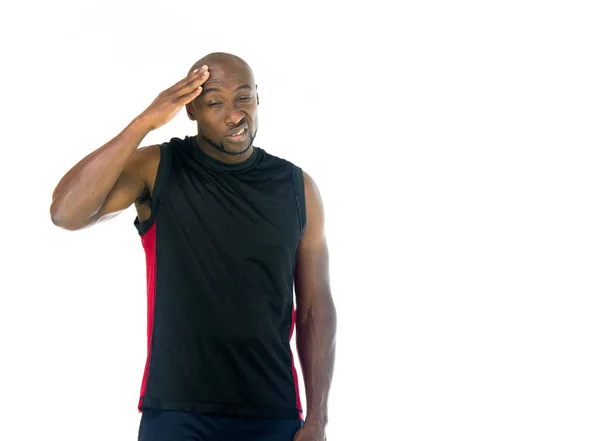Afrikansk Amerikan atlet har huvudvärk — Stockfoto