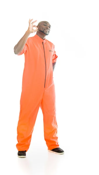 Prisoner man showing ok sign — Stock Photo, Image