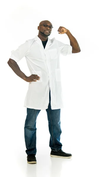 Laboratory scientist man showing strength — Stock Photo, Image