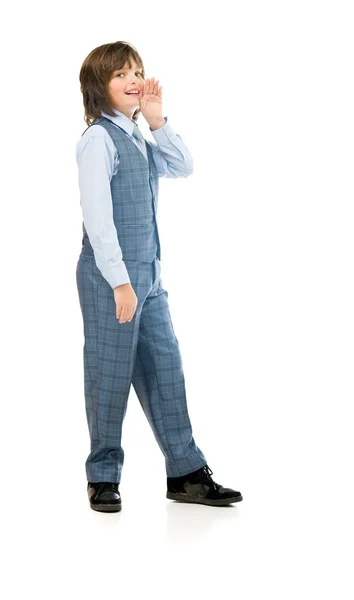 Boy businessman talking, speaking — Stock Photo, Image