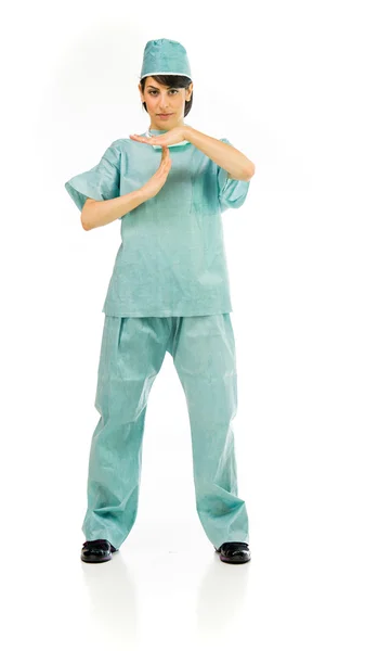 Woman doctor showing time out — Stock Photo, Image