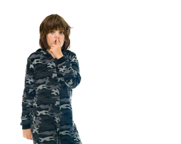 Teenage boy showing silence — Stock Photo, Image