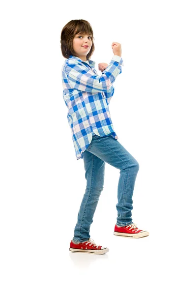 Cheerful casual teen boy winner — Stock Photo, Image