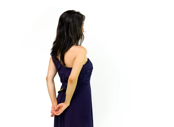 Mujer en vestido vista lateral trasera — Foto de Stock