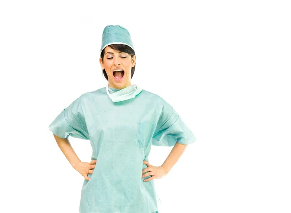 Angry doctor woman screaming — Stock Photo, Image