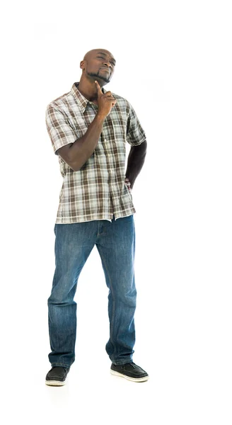 Thinking pensive african american man — Stock Photo, Image