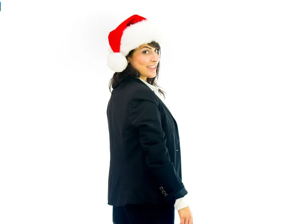 Feliz confiante Santa mulher de negócios — Fotografia de Stock