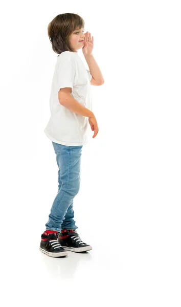 Casual teenage boy talking, speaking — Stock Photo, Image