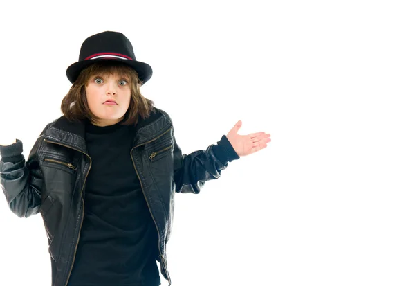 Confused teenage rocker boy — Stock Photo, Image