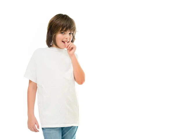 Teenage boy biting nails — Stock Photo, Image