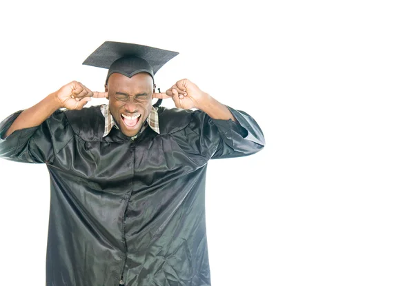 Afrikaanse Amerikaanse student inpluggen oren — Stockfoto