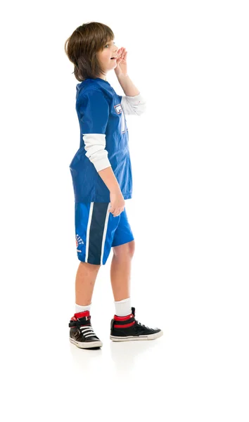 Esporte adolescente menino falando, falando — Fotografia de Stock