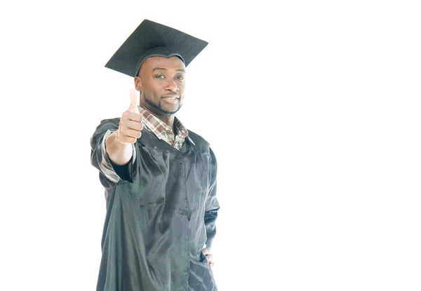 Afrikaanse Amerikaanse student duimen opdagen — Stockfoto