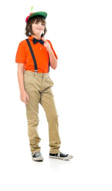 Palyaço genci kenetlenmiş parmaklar ile