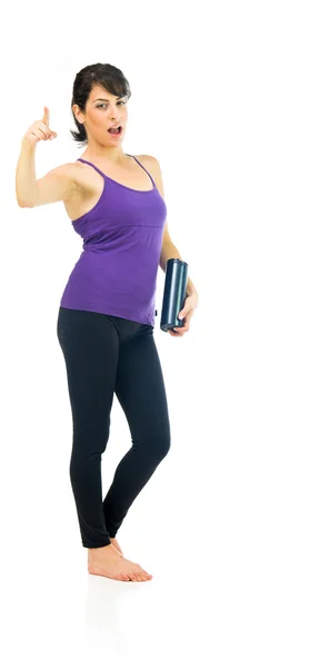 Rozzlobený fitness žena vyhubování — Stock fotografie