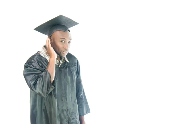 Africano americano studente ascolto segreto — Foto Stock