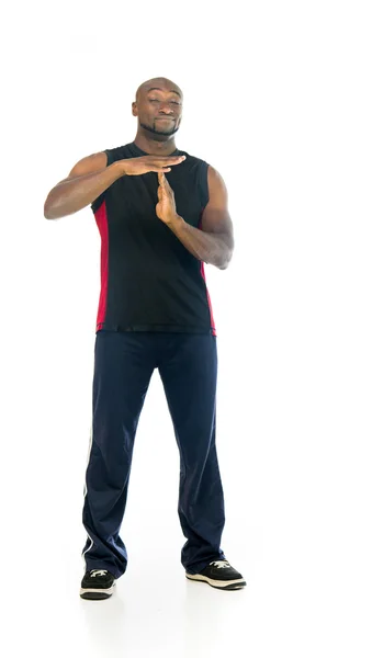 Fit athlete man showing time out — Stock Photo, Image