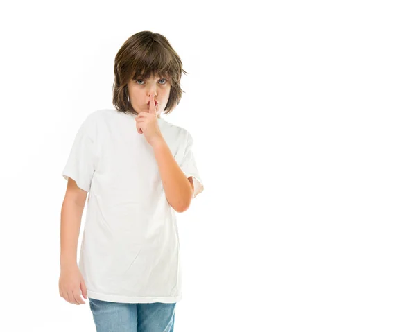 Teenage boy showing silence — Stock Photo, Image