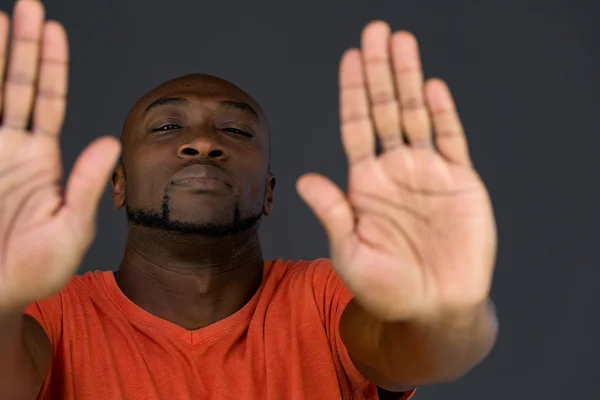 African american man showing stop — Stock Photo, Image