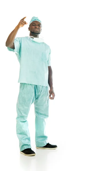 Arrabbiato africano americano medico rimprovero — Foto Stock