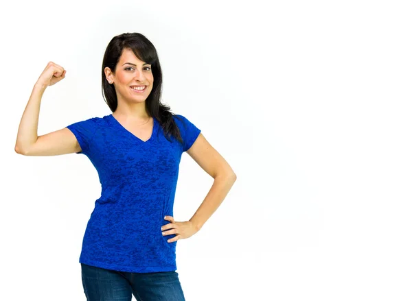 Casual woman showing strength — Stock Photo, Image