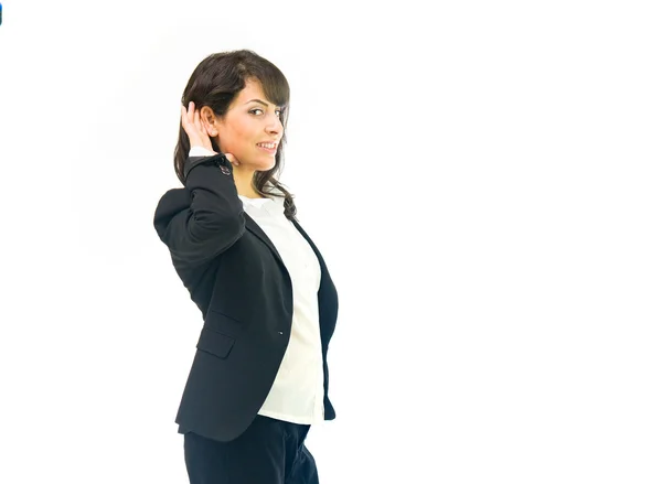 Beautiful businesswoman listening  secret — Stock Photo, Image