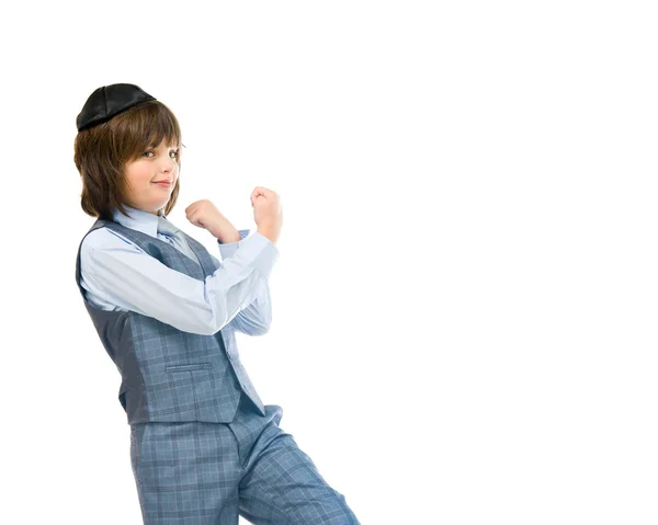 Cheefrul gelukkig Joodse jongen — Stockfoto