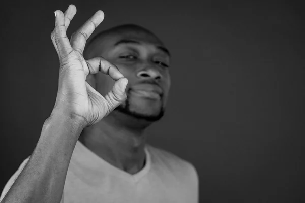 African american man showing ok — Stok Foto