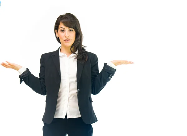 Uncertain, puzzled, confused businesswoman — Stock Photo, Image