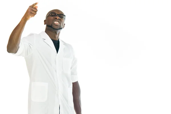 Científico de laboratorio enojado hombre regañando — Foto de Stock