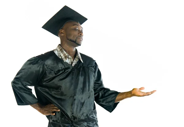 Afrikaanse Amerikaanse student presenteren met hand — Stockfoto