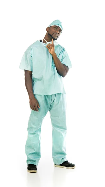 Pensamiento médico afroamericano pensativo — Foto de Stock