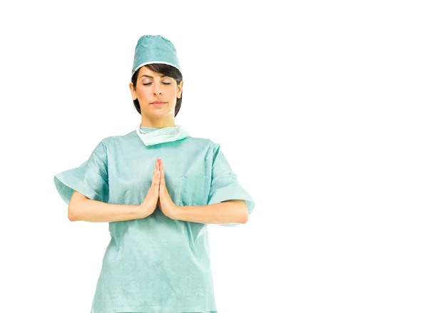 Doctor woman praying — Stock Photo, Image