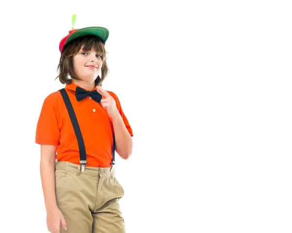 Clown teenage boy with crossed fingers — Stock Photo, Image