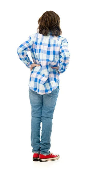 Casual teenage boy looking, watching — Stock Photo, Image