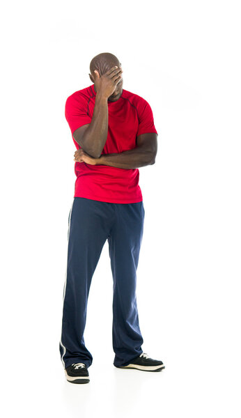 ashamed fit athlete man