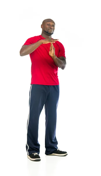 Fit athlete man showing time out — Stock Photo, Image