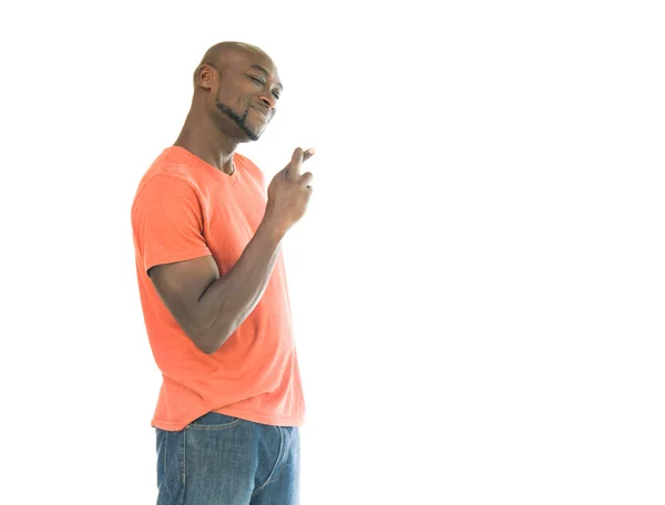 Uomo afroamericano con le dita incrociate — Foto Stock