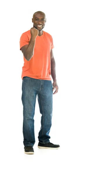 Winner casual man showing fist — Stock Photo, Image