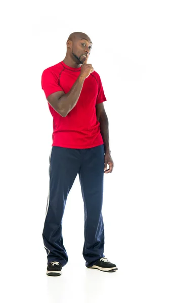 Fit athlete man showing silence — Stock Photo, Image