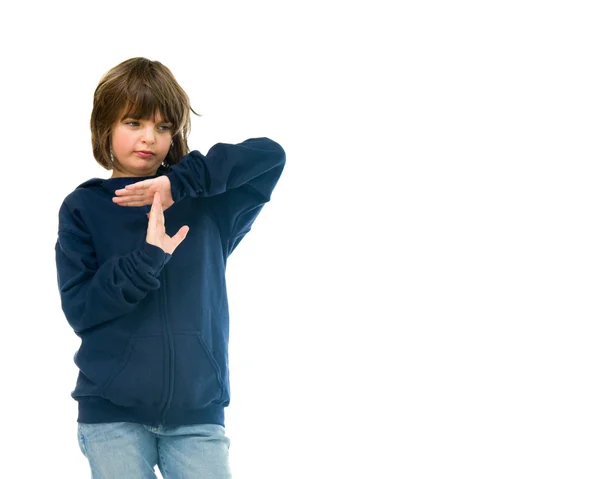 Teenage boy showing time out — Stock Photo, Image