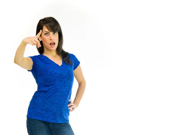 Angry casual woman scolding — Stock Photo, Image